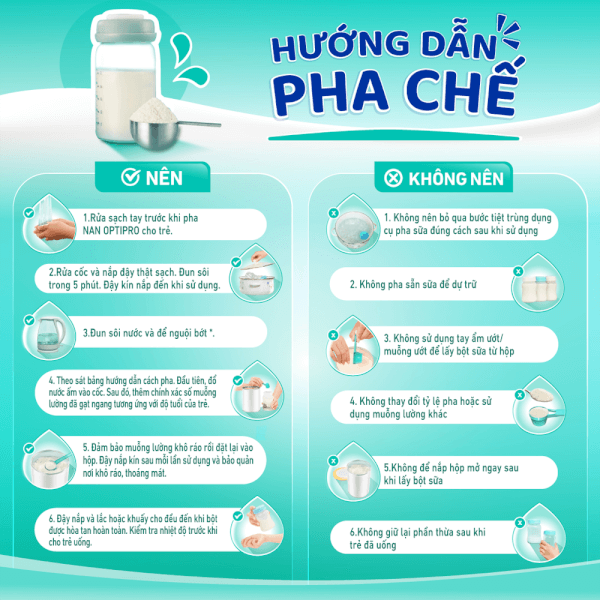 Hướng dẫn pha sữa đúng cách