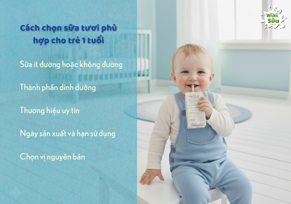 Cách chọn sữa tươi phù hợp cho bé 1 tuổi 