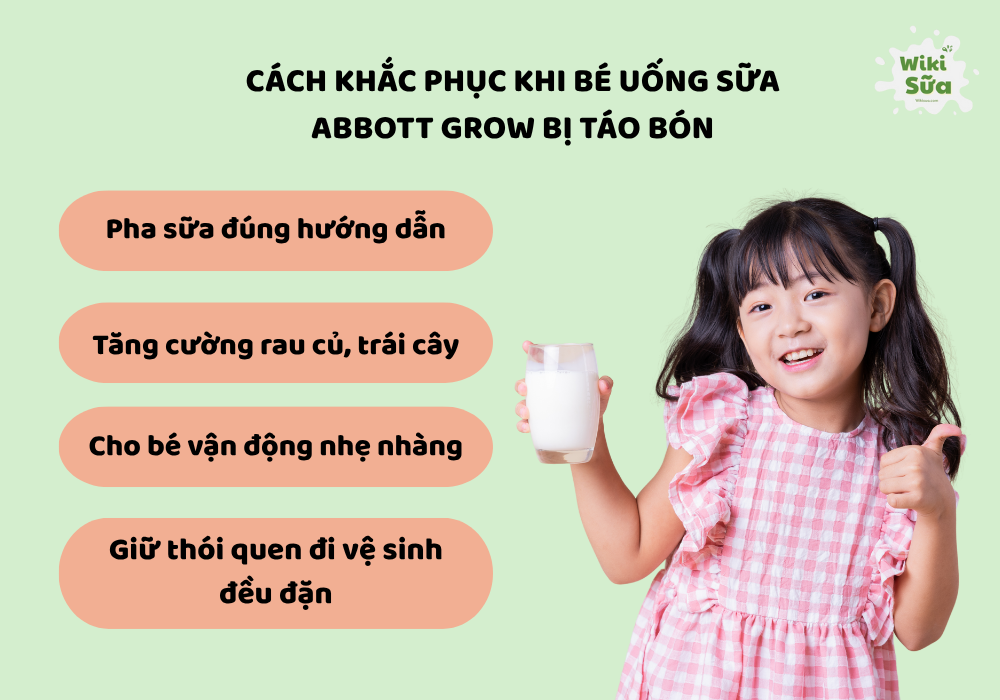 Các cách khắc phục khi bé uống sữa Abbott Grow bị táo bón