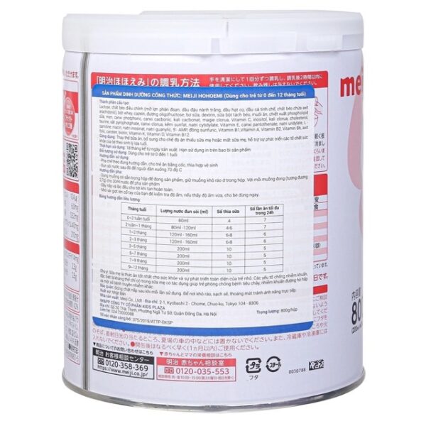 Thông tin sữa Meiji số 0 nội địa Nhật 800g