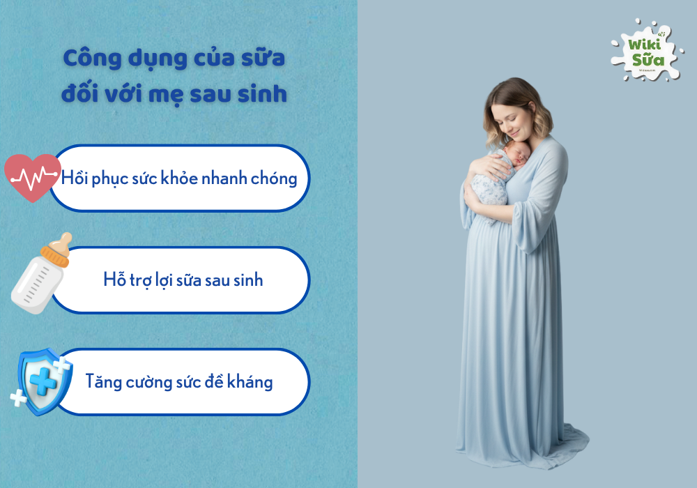 Công dụng của sữa đối với mẹ sau sinh
