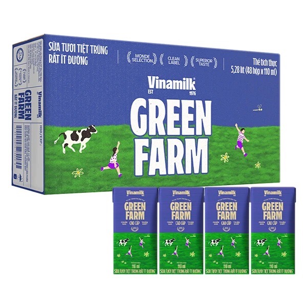 Sữa tươi tiệt trùng Vinamilk Green Farm ít đường
