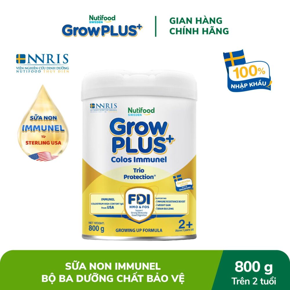 Sữa bột Nutifood GrowPLUS+ Sữa Non Immunel trên 2 tuổi Lon 800g