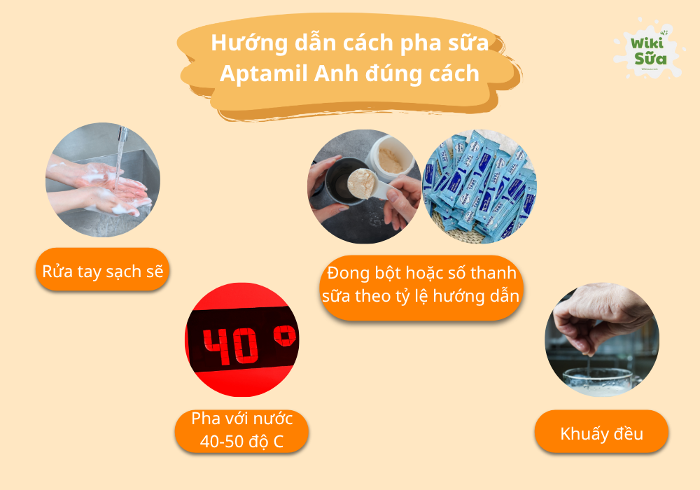 Hướng dẫn cách pha sữa Aptamil Anh đúng cách