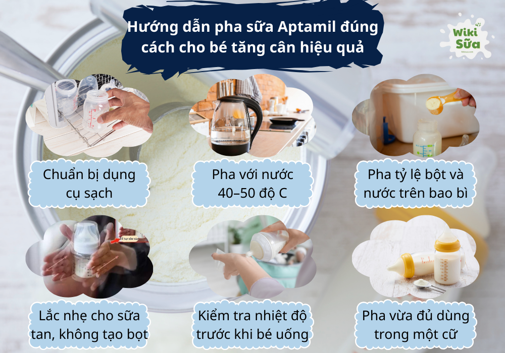 Hướng dẫn pha sữa Aptamil đúng cách cho bé tăng cân hiệu quả 
