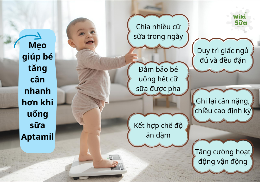 Mẹo giúp bé tăng cân nhanh hơn khi uống sữa Aptamil 
