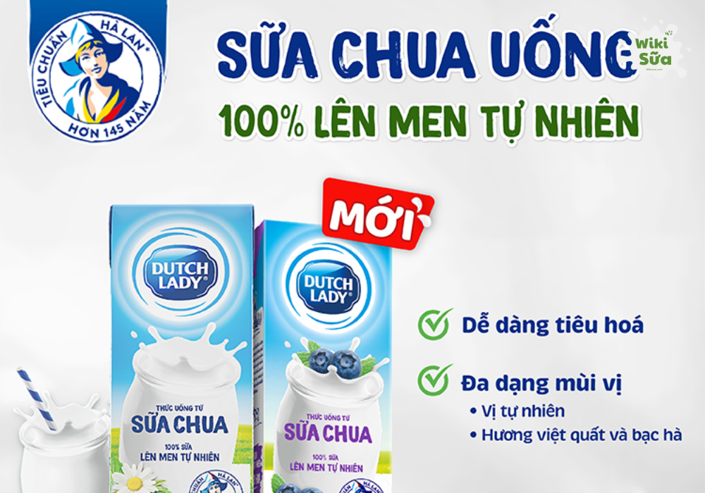 Sữa chua uống Dutch Lady 100% lên men tự nhiên 