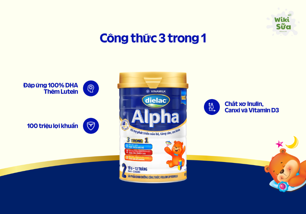 Sữa Dielac Alpha 2 (6-12 tháng) với công thức 3 trong 1 giúp bé tăng cân 