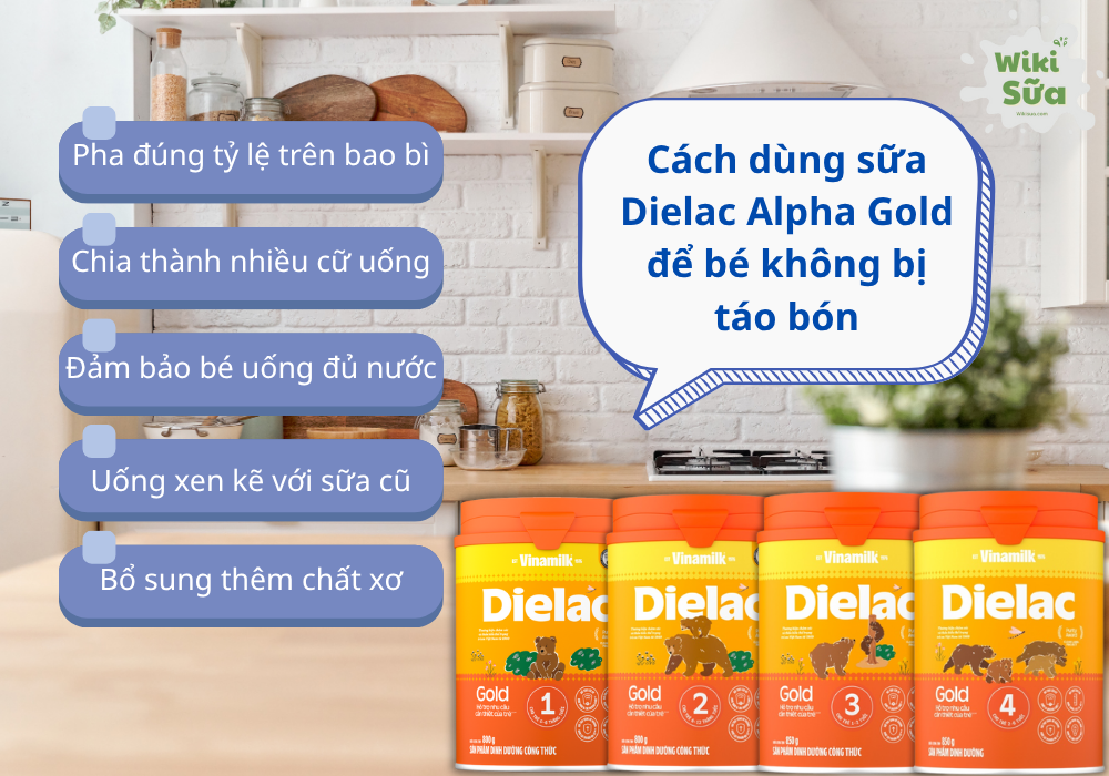 Cách dùng sữa Dielac Alpha Gold để bé không bị táo bón 