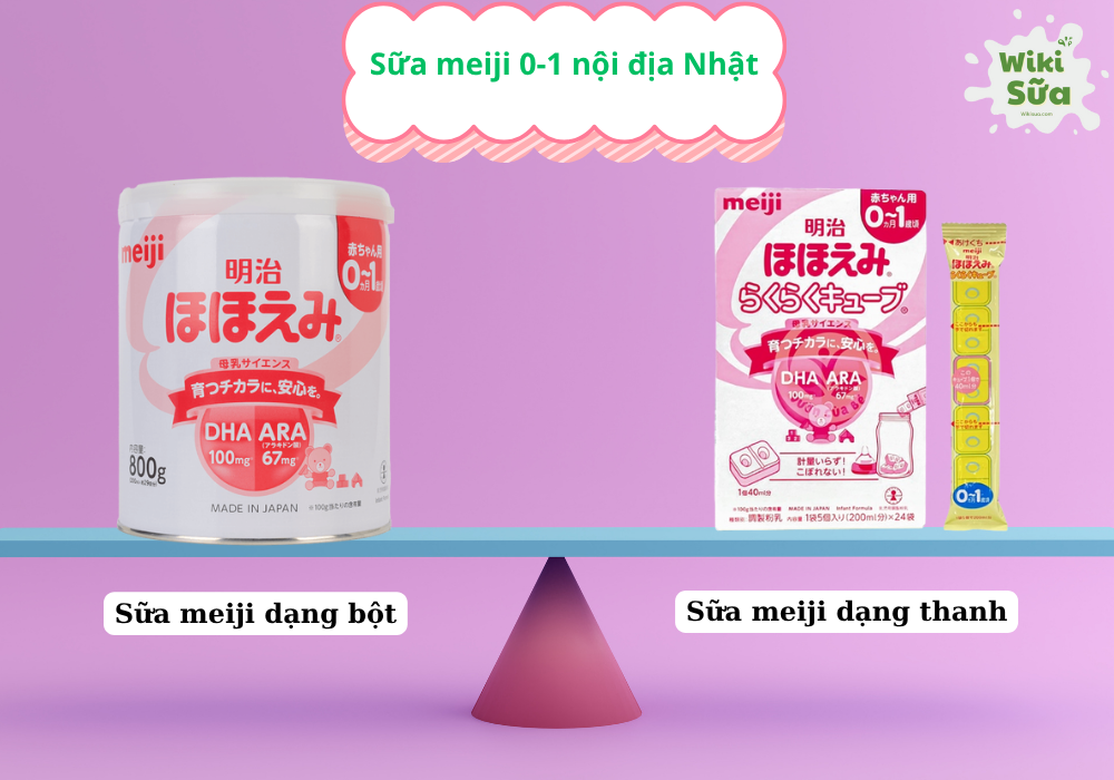Sữa meiji 0-1 nội địa Nhật dạng bột và dạng thanh 