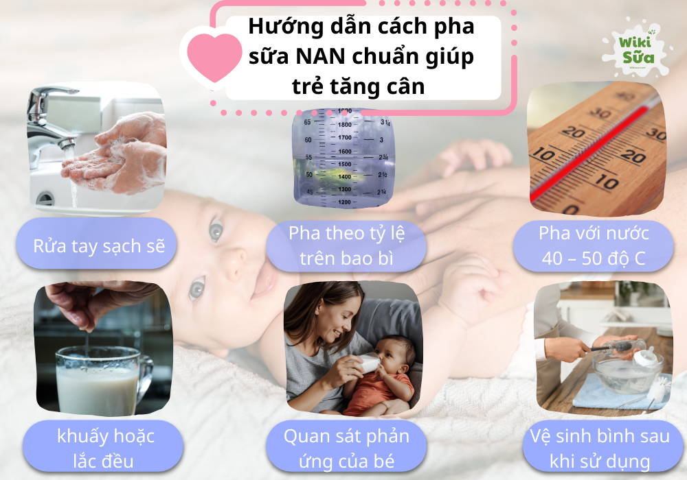 Pha sữa NAN đúng cách giúp bé tăng cân và hấp thu tốt hơn