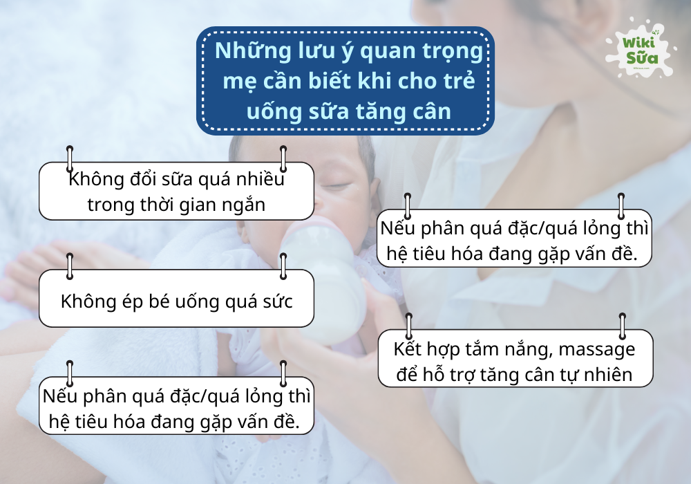 Những lưu ý quan trọng mẹ cần biết khi cho trẻ uống sữa tăng cân