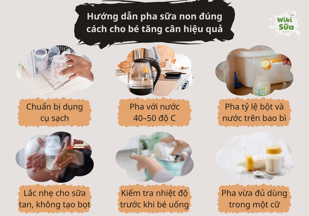 Pha sữa non đúng cách cho bé để tăng cân hiệu quả hơn