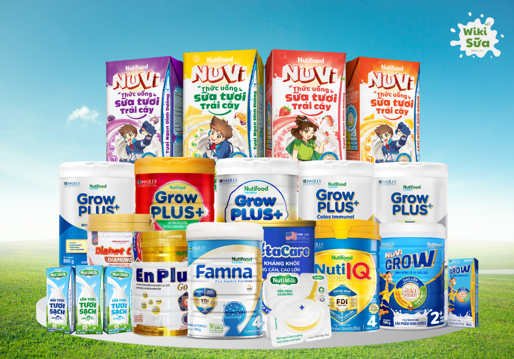 Các dòng sữa của thương hiệu Nutifood 