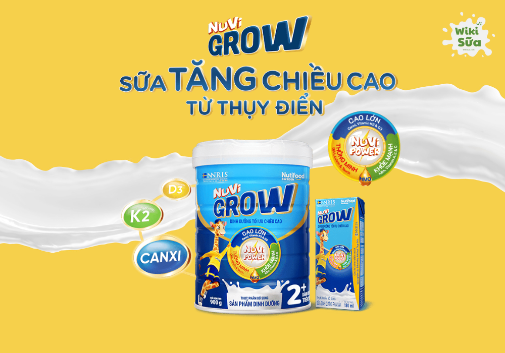 Dòng sữa Nutifood Nuvi Grow giúp trẻ tăng cường chiều cao vượt trội 