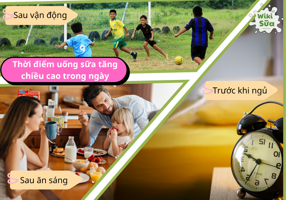 Thời điểm uống sữa tăng chiều cao tốt nhất trong ngày