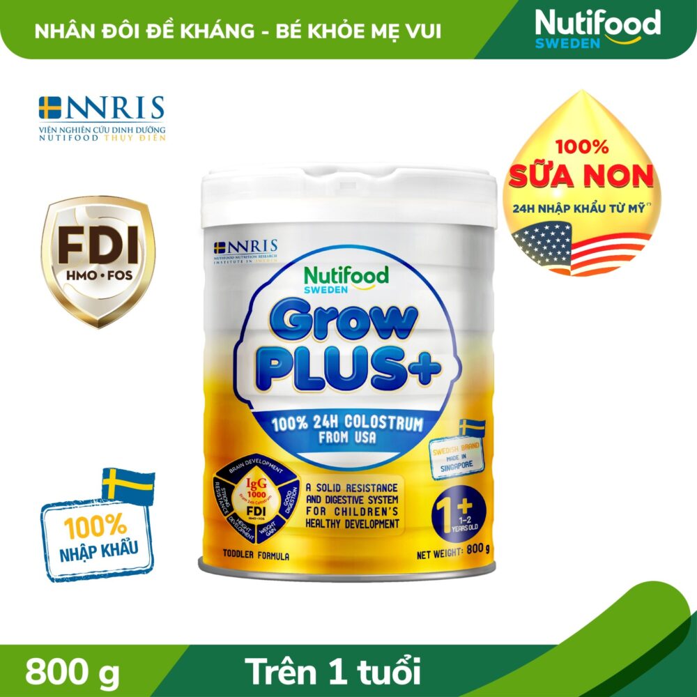 Sữa bột Nutifood GrowPLUS+ Sữa Non Vàng 1+ lon 800g cho trẻ trên 1 tuổi