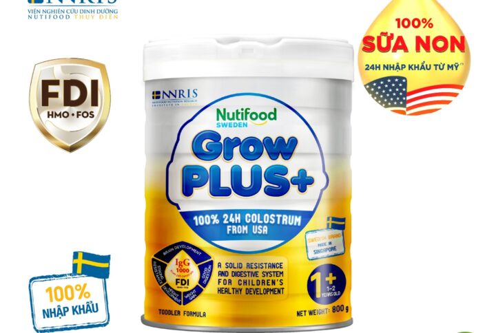 Sữa bột Nutifood GrowPLUS+ Sữa Non Vàng 1+ lon 800g cho trẻ trên 1 tuổi