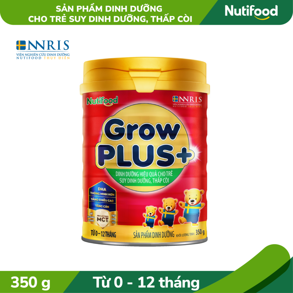 Sữa Bột Nutifood GrowPLUS+ Suy Dinh Dưỡng 0-12 tháng lon 350g