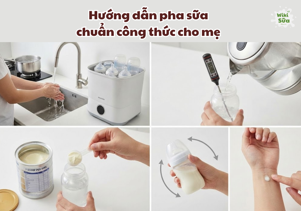 Hướng dẫn mẹ pha sữa đúng cách cho bé 