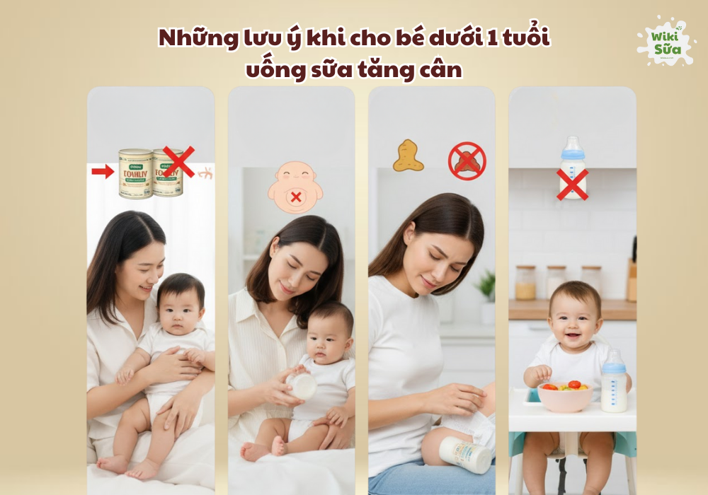 Những lưu ý khi cho trẻ uống sữa tăng cân 