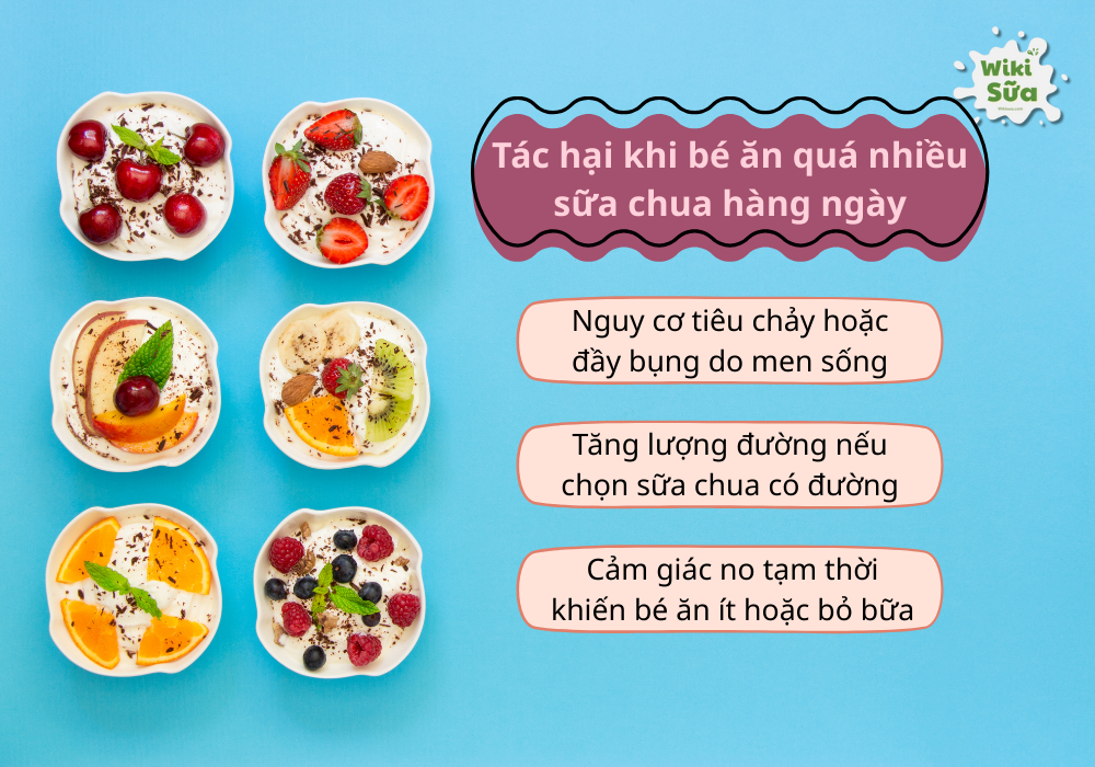 Tác hại khi bé ăn quá nhiều sữa chua hàng ngày
