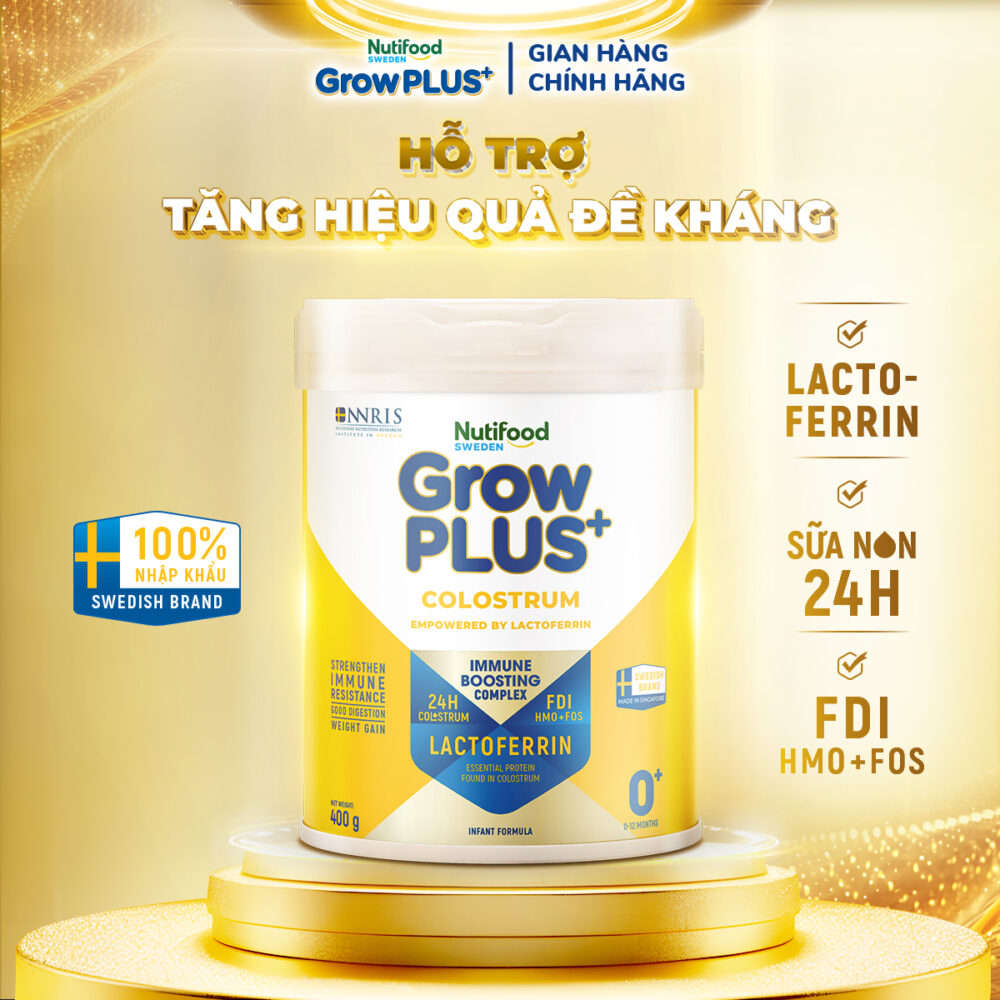 Sữa Bột Nutifood GrowPLUS+ Colostrum Lactoferrin 0+ 400g