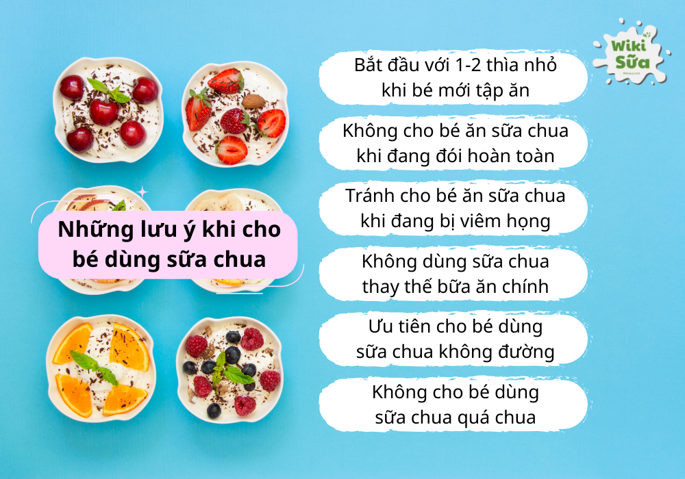 Những lưu ý khi cho bé dùng sữa chua để đảm bảo an toàn 