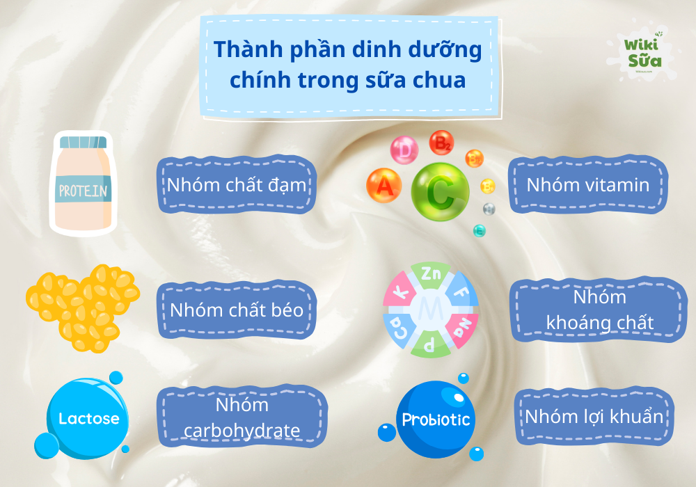 Các thành phần dinh dưỡng chính trong sữa chua 