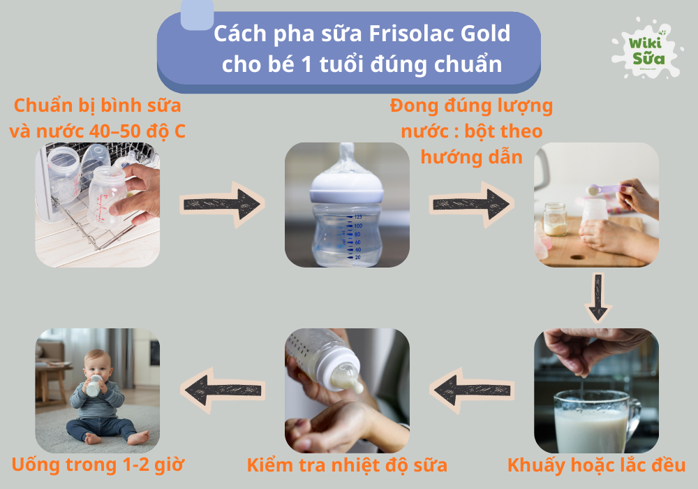 Cách pha sữa Frisolac Gold cho bé 1 tuổi hấp thu tối đa dưỡng chất
