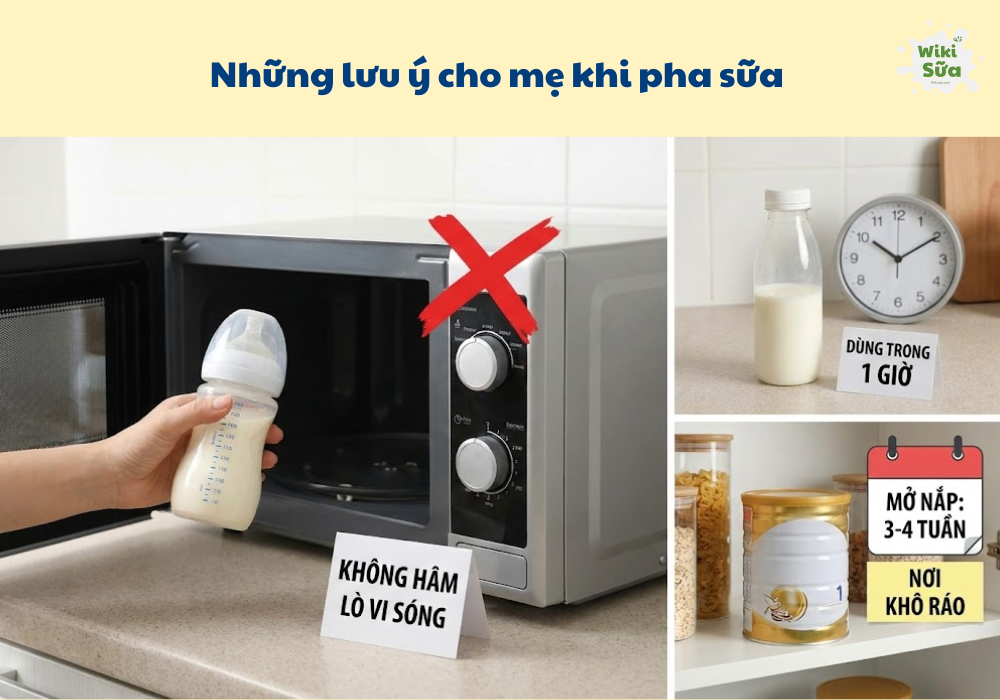 Những lưu ý cho mẹ khi pha sữa cho trẻ