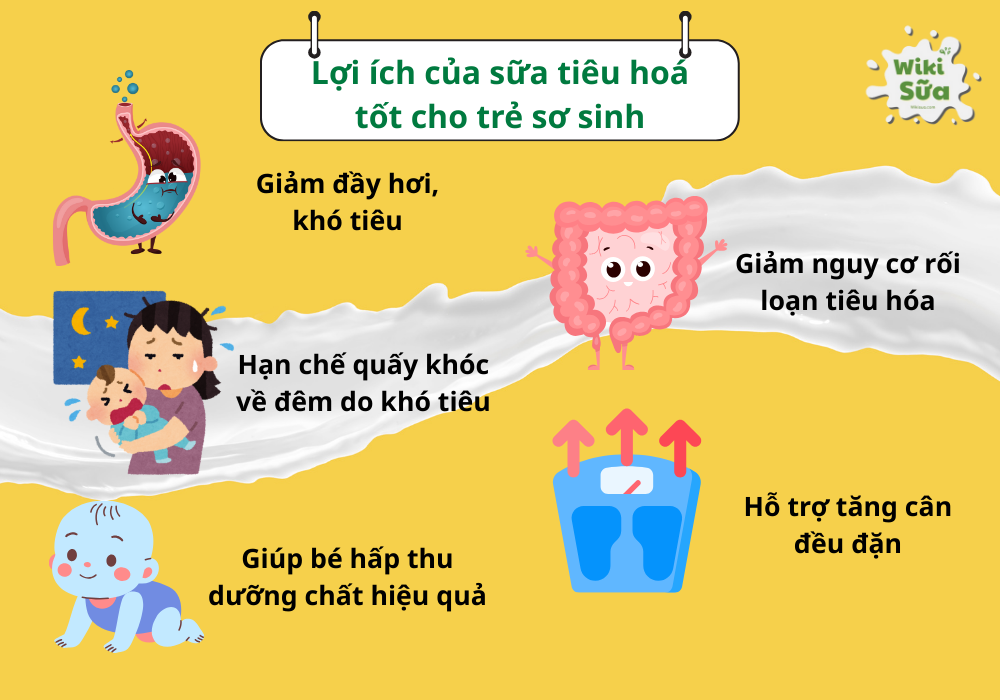 Lợi ích của sữa tiêu hoá tốt cho trẻ sơ sinh