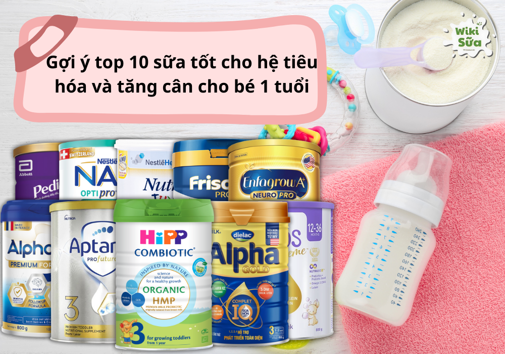 Gợi ý top 10 sữa tốt cho hệ tiêu hóa và tăng cân cho bé 1 tuổi