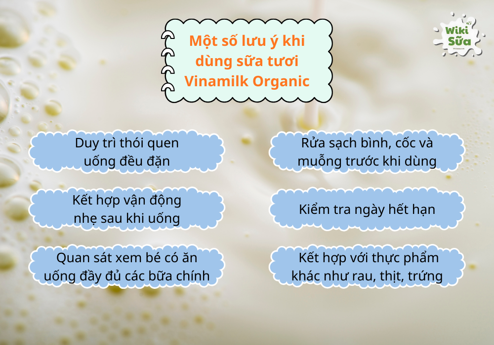 Một số lưu ý khi cho bé 1 tuổi dùng sữa tươi Vinamilk Organic 