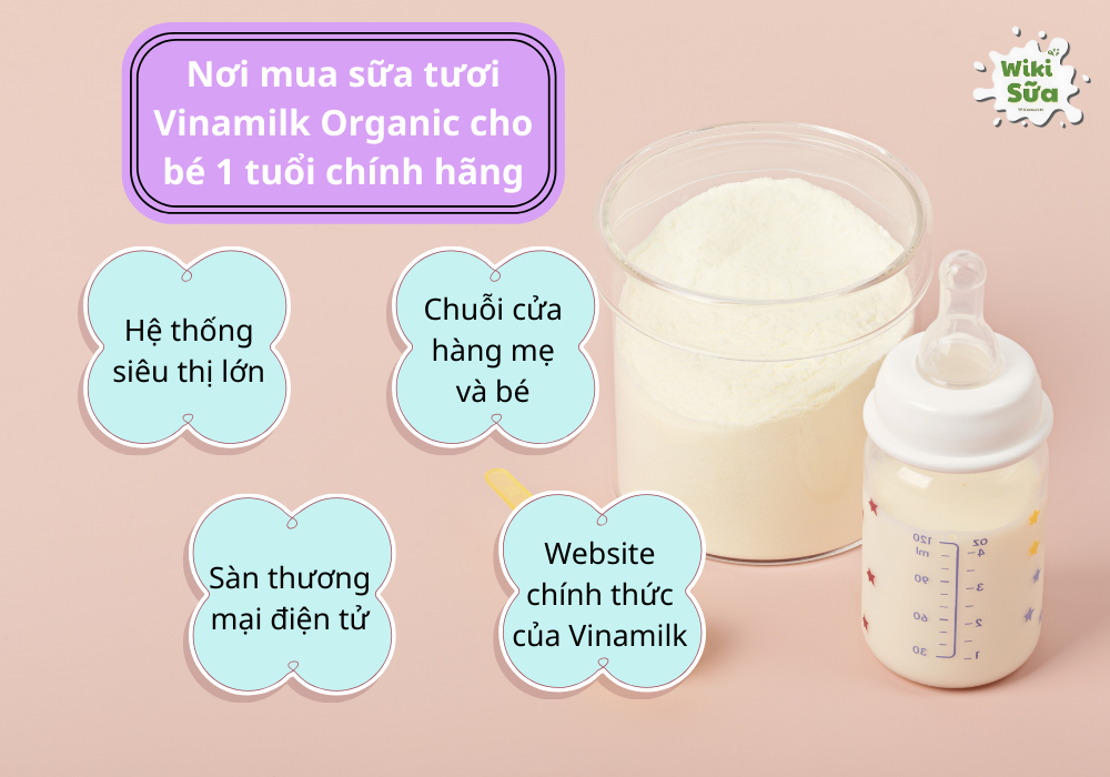 Nơi mua sữa tươi Vinamilk Organic cho bé 1 tuổi chính hãng, uy tín