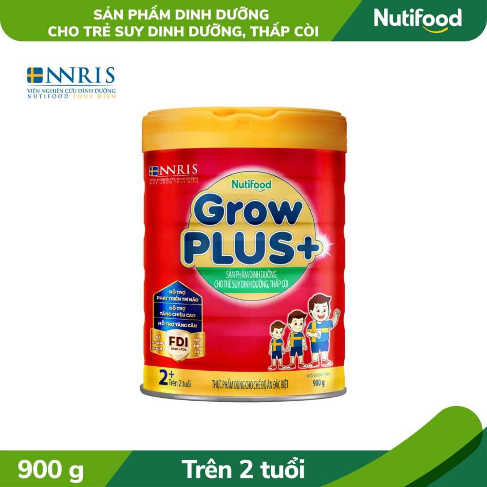 Sữa Bột Nutifood GrowPLUS+ Suy Dinh Dưỡng Đỏ 2+ 900g