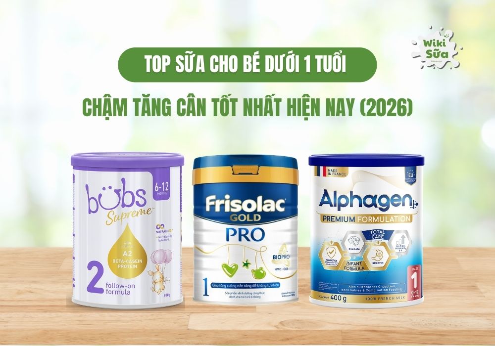 Top sữa cho bé dưới 1 tuổi chậm tăng cân tốt nhất hiện nay (2026)