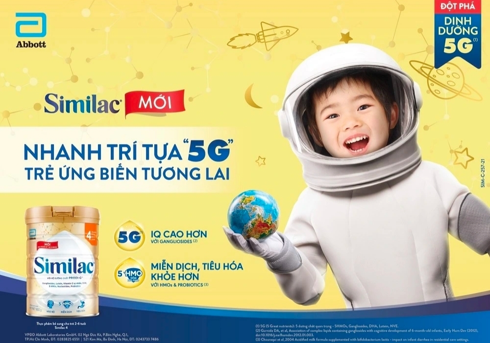 Sữa Similac với công thức tiên tiến chứa 5 HMOs, DHA, Lutein và Vitamin E tăng cường miễn dịch, phát triển trí não, hỗ trợ hệ tiêu hóa khỏe