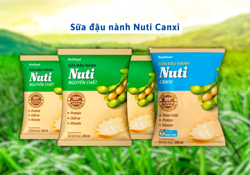 Sữa đậu nành Nuti Canxi cung cấp protein thực vật và canxi, hỗ trợ xương chắc khỏe, phù hợp cho người không uống được sữa bò