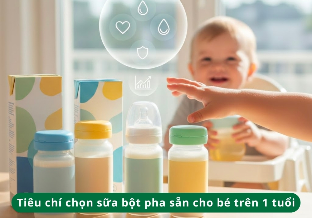 Tiêu chí lựa chọn sữa pha sẵn cho bé 1 tuổi cần dinh dưỡng đầy đủ, dễ tiêu hóa, tăng sức đề kháng và tiện lợi