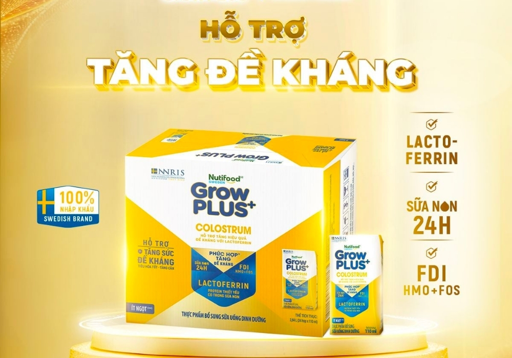 Sữa pha sẵn GrowPLUS+ Colostrum Lactoferrin tăng đề kháng, giảm ốm vặt
