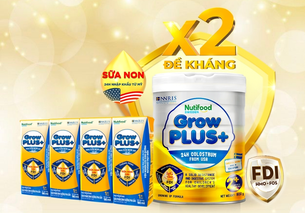 Sữa pha sẵn GrowPLUS+ Vàng bổ sung Sữa Non cho trẻ