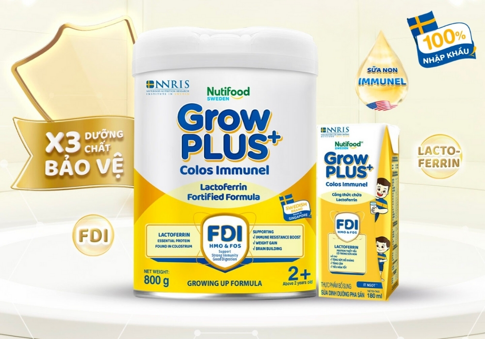 Sữa pha sẵn GrowPLUS+ Colos Immunel gấp 3 lần dưỡng chất
