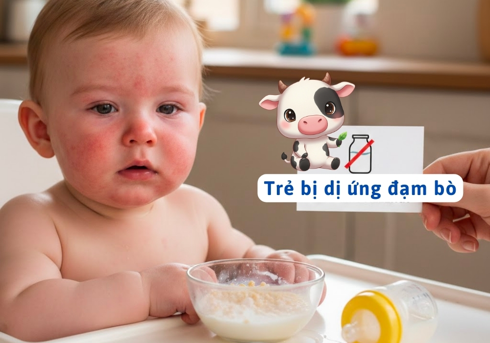 Dị ứng đạm sữa bò xảy ra sau khi trẻ uống sữa hoặc dùng các sản phẩm chế biến từ sữa