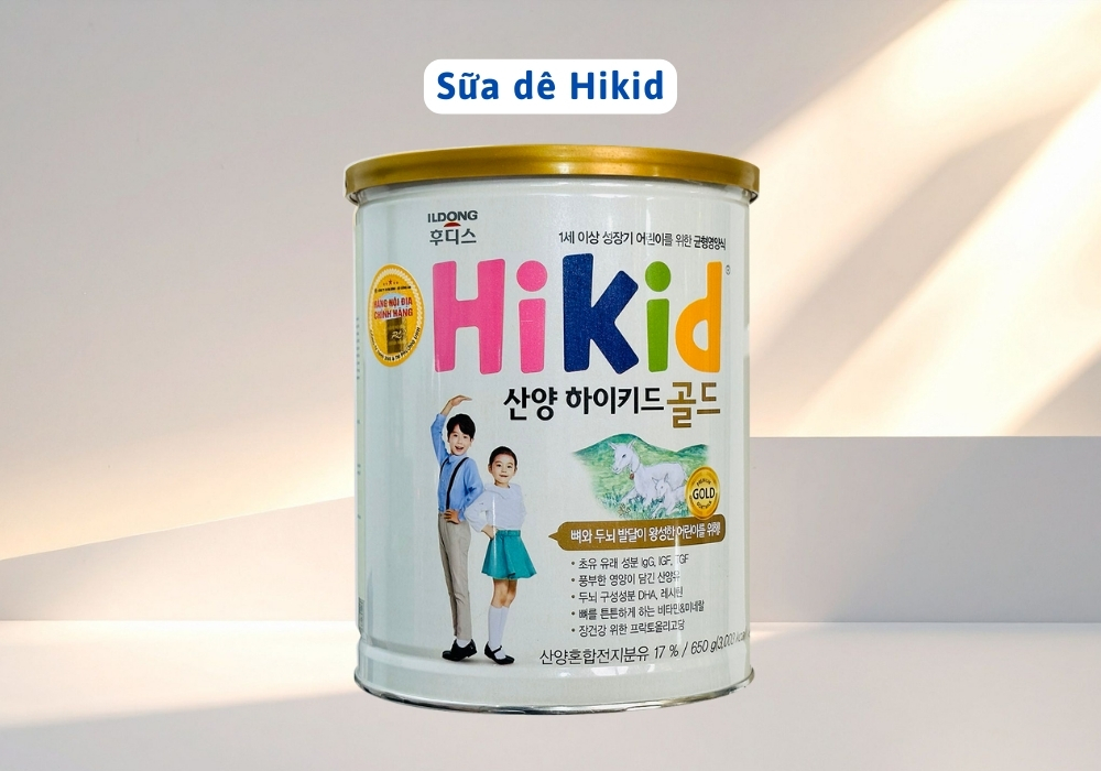 Sữa dê Hikid phù hợp cho trẻ bị dị ứng đạm sữa bò trên 1 tuổi, hỗ trợ tiêu hóa và phát triển trí não