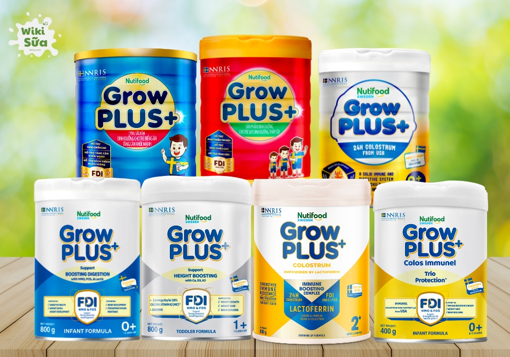 Tổng hợp các loại sữa GrowPLUS+ phổ biến trên thị trường.