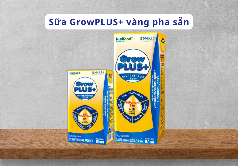 Các loại sữa Grow Plus vàng pha sẵn