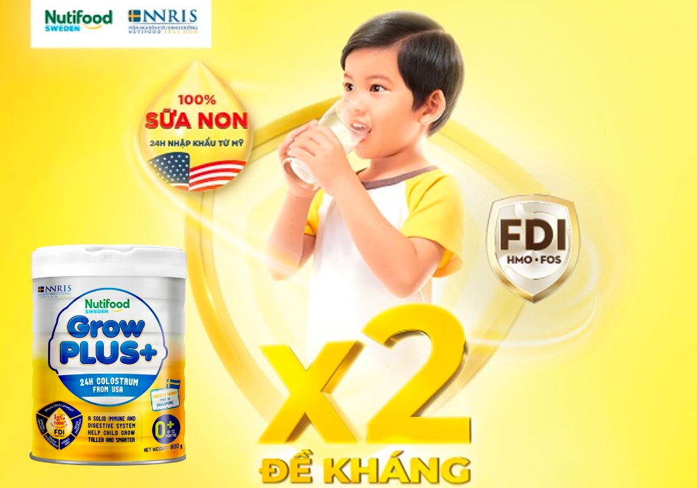 Uống sữa non Grow Plus vàng đúng cách giúp trẻ tăng cân khỏe mạnh, phát triển toàn diện.