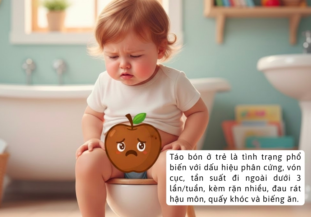 Nguyên nhân chính khiến bé bị táo bón bao gồm thiếu chất xơ, uống ít nước, sữa công thức khó tiêu, hoặc nhịn đi cầu