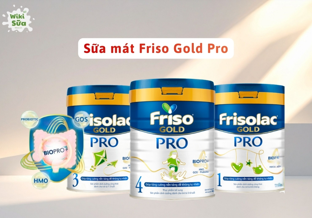Sữa Friso Gold Pro là dòng sữa mát cao cấp, nổi bật với công nghệ BioPro+ chứa HMO và chất xơ GOS, giúp tăng cường lợi khuẩn, hỗ trợ tiêu hóa, giảm táo bón và tăng đề kháng cho bé
